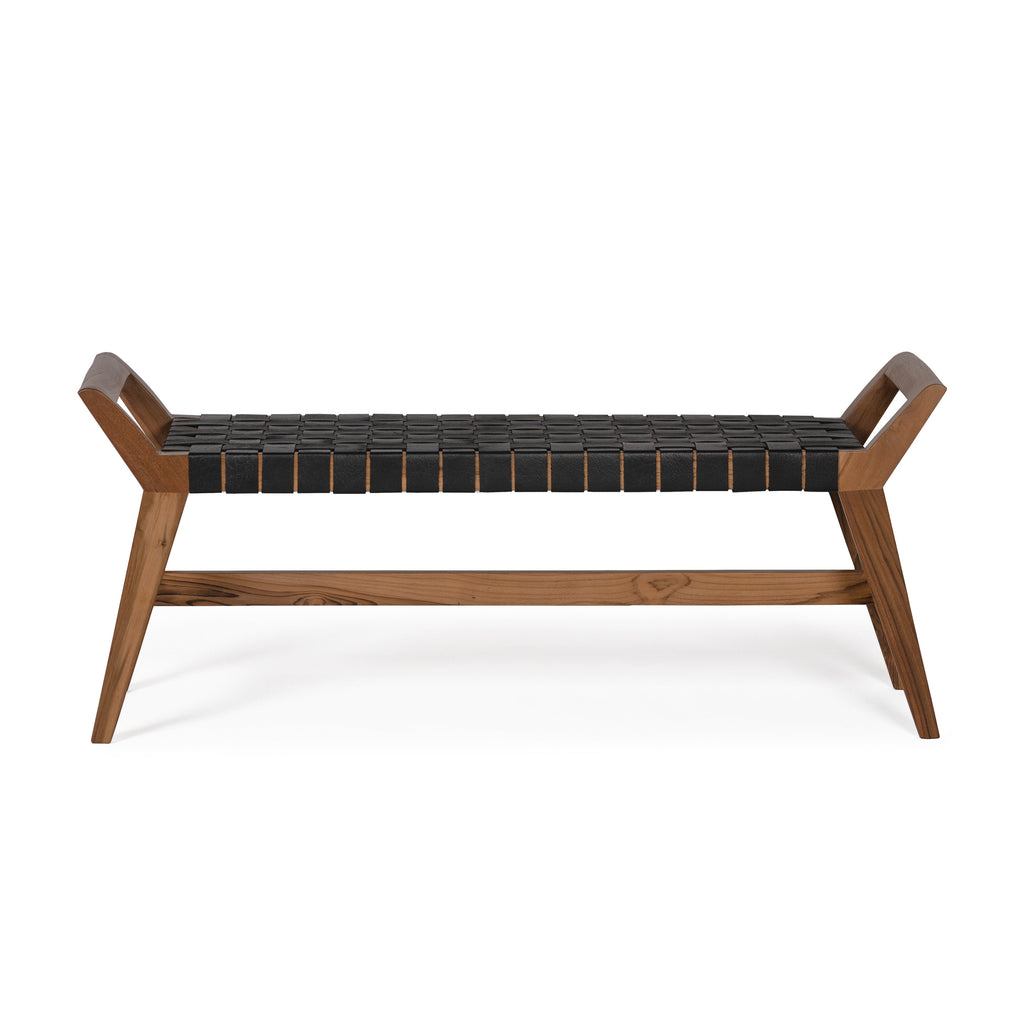 Danielle Leather Bench - Black Leather