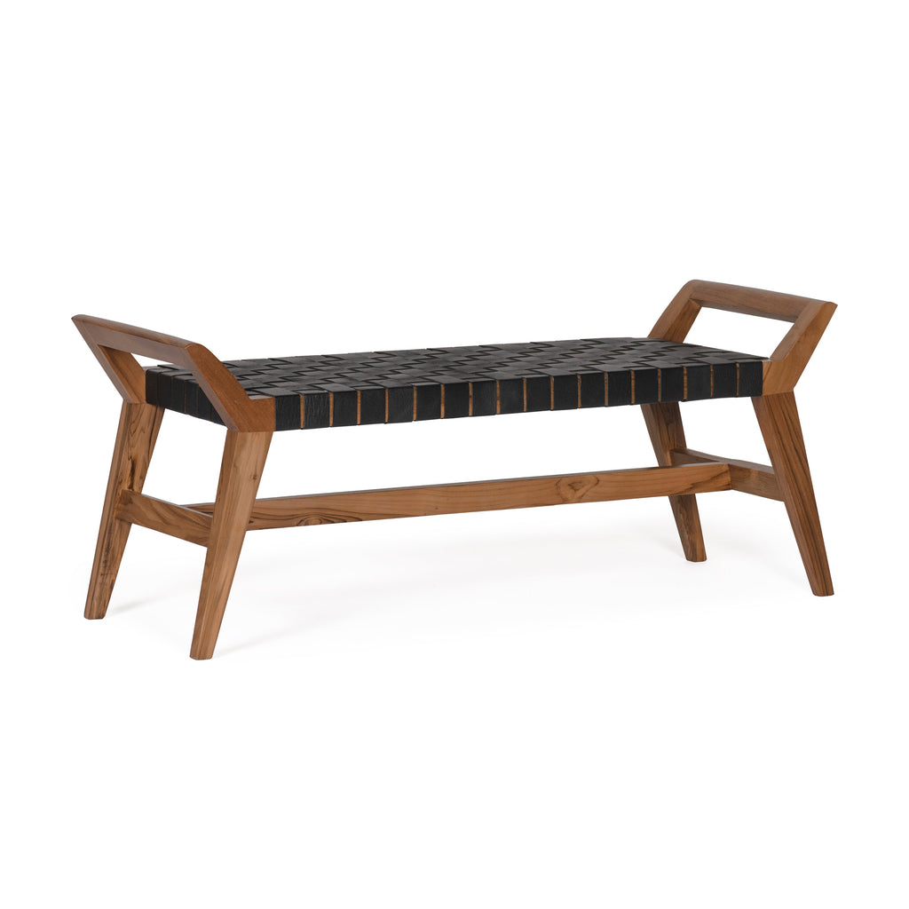 Danielle Leather Bench - Black Leather