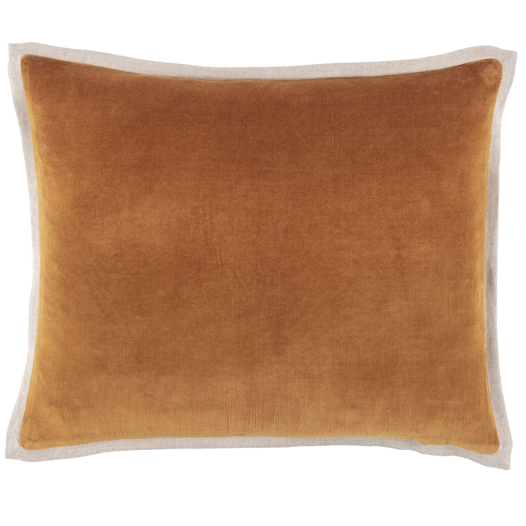 Gehry Velvet/Linen Caramel Decorative Pillow - 22" Square