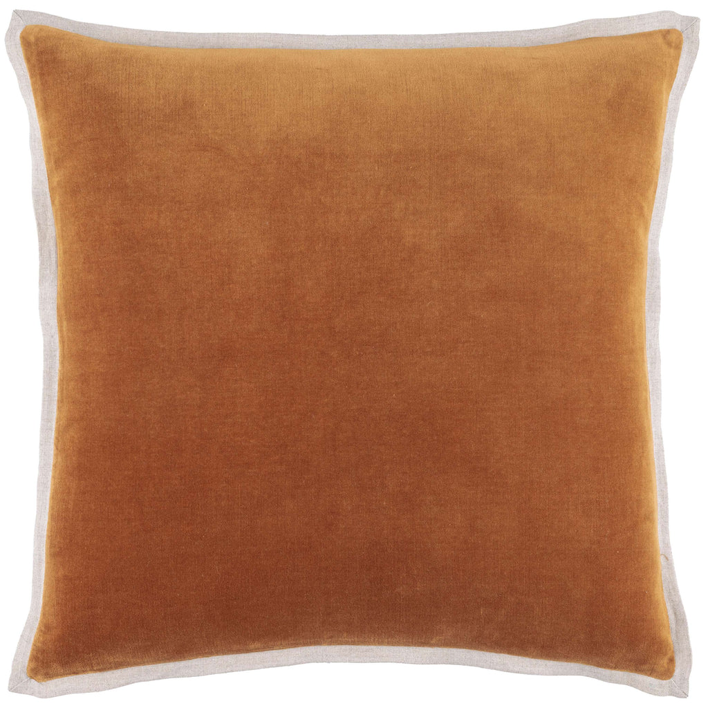 Gehry Velvet/Linen Caramel Decorative Pillow - 22" Square