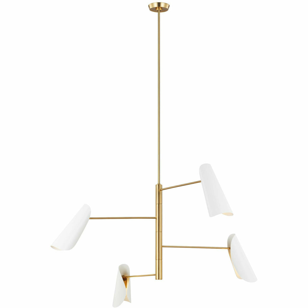 Tresa Small Chandelier | Burnished Brass/White