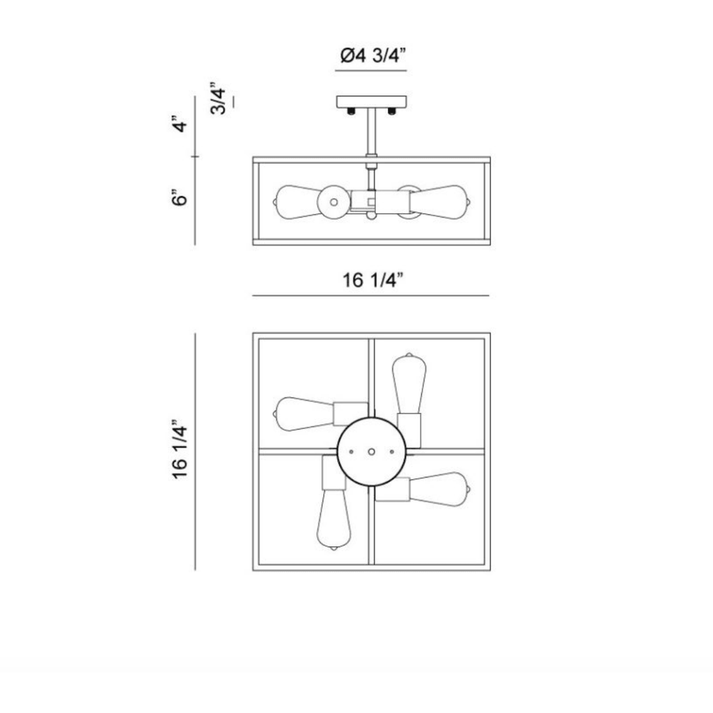 Candid 4-Light SQ Semi-Flush Mount | Flush Mounts | Matteo - Light House Co.